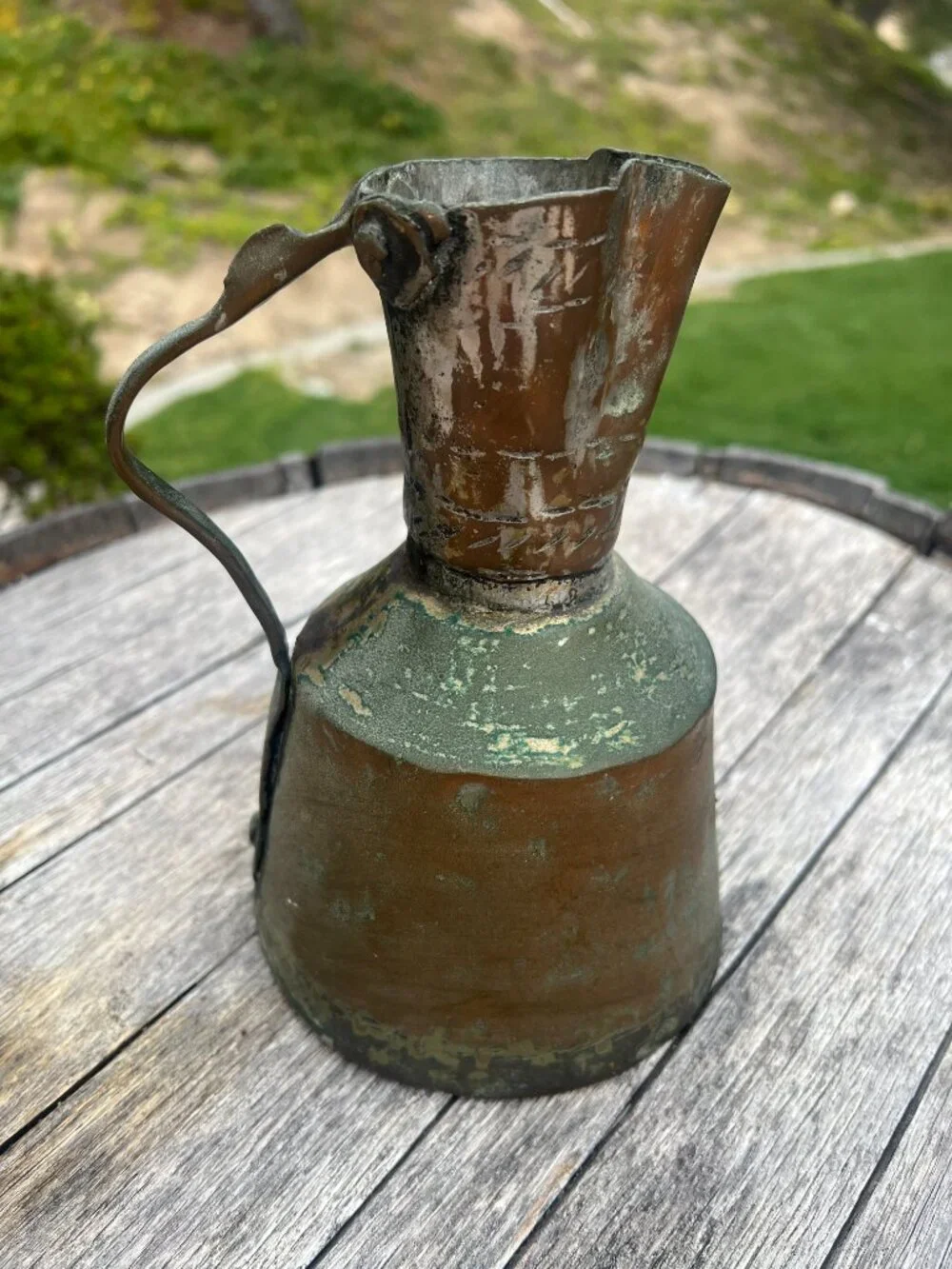 Vintage Handmade Copper Pitcher with Forged Handle - Picture 3 of 10